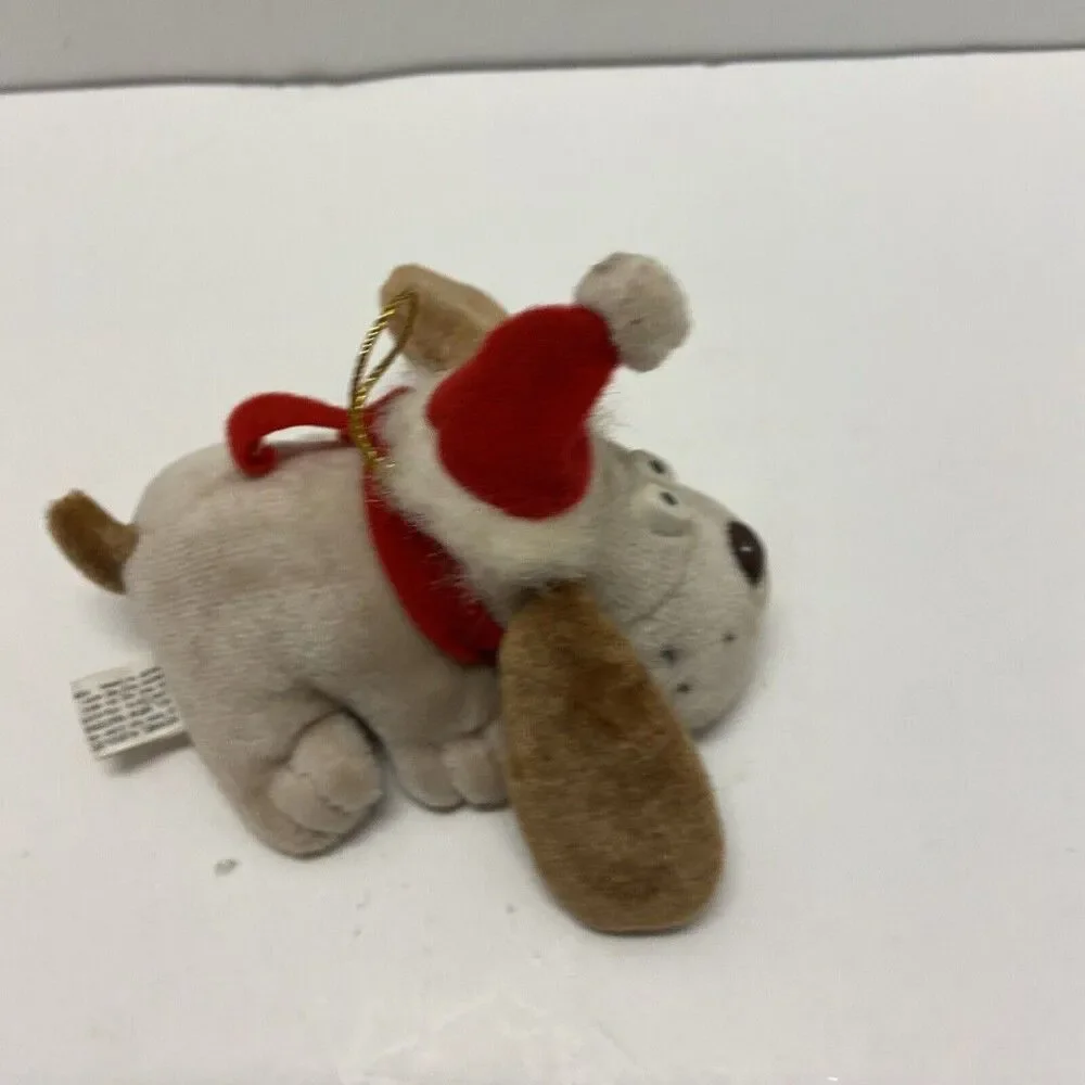 Vintage Kennel Kuddlee Pup Miniature Stuffed Plush Puppy Dog Ornament Christmas